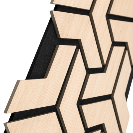Set 5 Panouri riflaje acustice decorative, HDF si pasla, Naimeed D6759, 90x45x1.8cm, Stejar deschis [2]