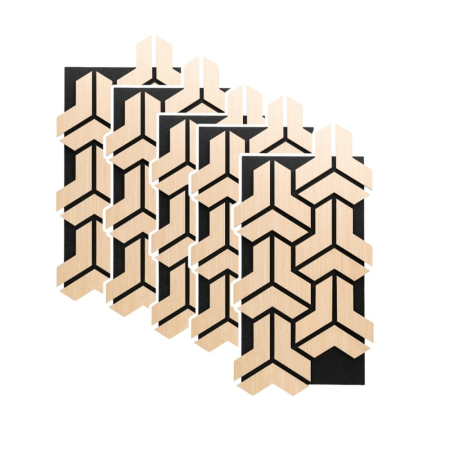 Set 5 Panouri riflaje acustice decorative, HDF si pasla, Naimeed D6759, 90x45x1.8cm, Stejar deschis [0]