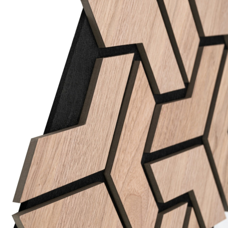 Set 5 Panouri riflaje acustice decorative, HDF si pasla, Naimeed D6760, 90x45x1.8cm, Stejar [2]