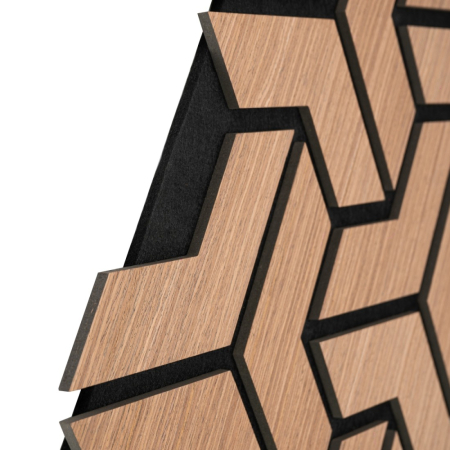 Set 5 Panouri riflaje acustice decorative, HDF si pasla, Naimeed D6761, 90x45x1.8cm, Stejar inchis [2]