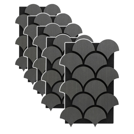 Set 5 Panouri riflaje acustice decorative, HDF si pasla, Naimeed D6762, 60x40x1.8cm, Gri [0]