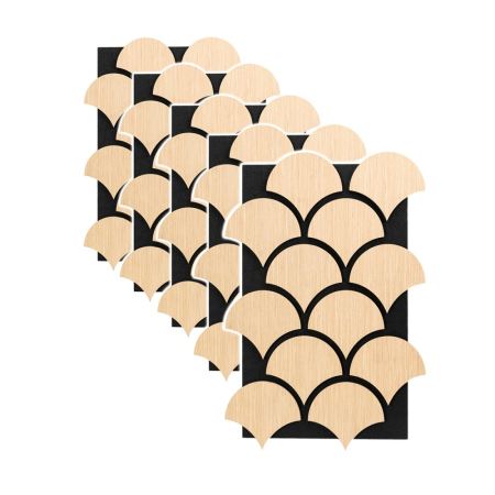 Set 5 Panouri riflaje acustice decorative, HDF si pasla, Naimeed D6763, 60x40x1.8cm, Stejar [0]