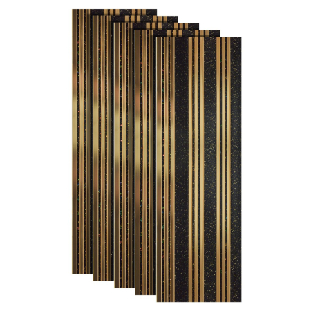 Seturi Panouri Decorative - Set 5 panouri decorative, riflaj, polimer rigid, Naimeed D5504, 270x30x0.5cm, Negru/Auriu
