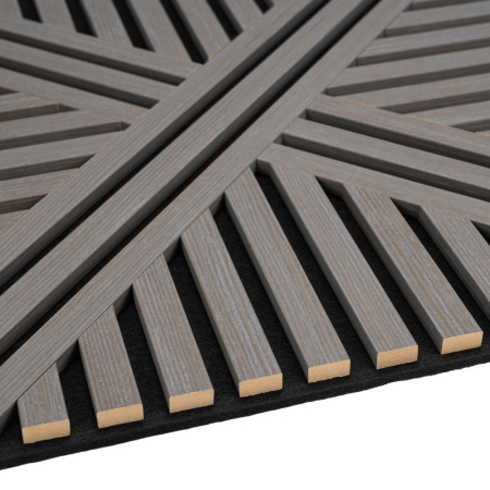 Set 5 Panouri riflaje acustice decorative, MDF si pasla, Naimeed D6765, 60x60x1.8cm, Gri [2]