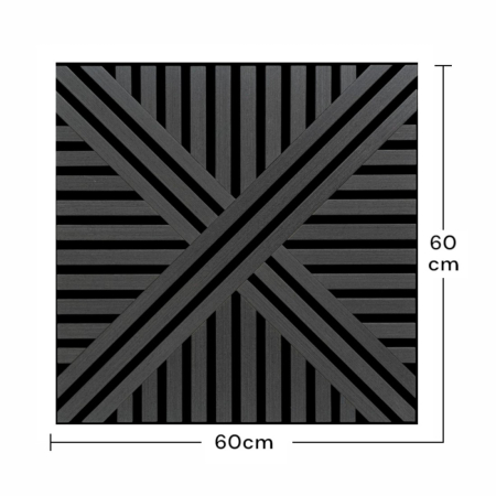 Set 5 Panouri riflaje acustice decorative, MDF si pasla, Naimeed D6766, 60x60x1.8cm, Negru [6]