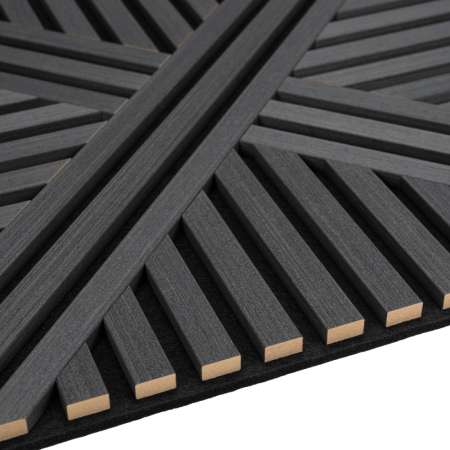 Set 5 Panouri riflaje acustice decorative, MDF si pasla, Naimeed D6766, 60x60x1.8cm, Negru [2]