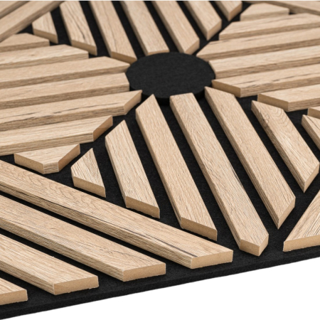 Set 5 Panouri riflaje acustice decorative, MDF si pasla, Naimeed D6769, 60x60x1.8cm, Stejar inchis [2]