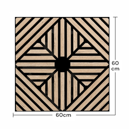 Set 5 Panouri riflaje acustice decorative, MDF si pasla, Naimeed D6769, 60x60x1.8cm, Stejar inchis [6]