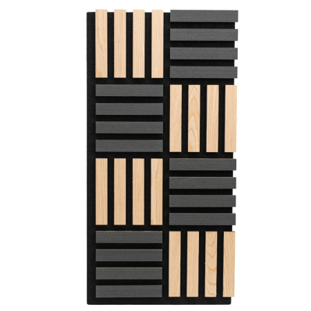 Set 5 Panouri riflaje acustice decorative, MDF si pasla, Naimeed D6771, 60x40x2.1cm, Stejar/Negru [1]