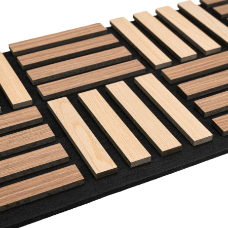 Set 5 Panouri riflaje acustice decorative, MDF si pasla, Naimeed D6773, 70x35x2.1cm, Stejar/Stejar inchis [2]