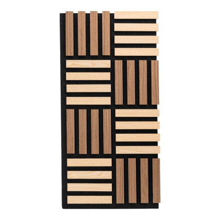 Set 5 Panouri riflaje acustice decorative, MDF si pasla, Naimeed D6773, 70x35x2.1cm, Stejar/Stejar inchis [1]