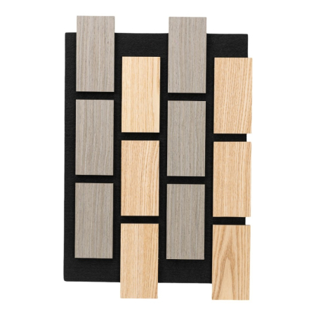 Set 5 Panouri riflaje acustice decorative, MDF si pasla, Naimeed D6774, 60x40x2.1cm, Stejar/Gri [1]