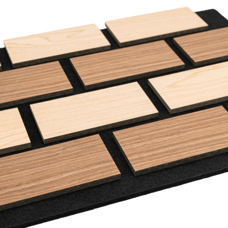 Set 5 Panouri riflaje acustice decorative, MDF si pasla, Naimeed D6775, 60x40x2.1cm, Stejar/Stejar inchis [2]