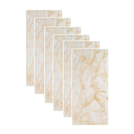 Panouri Decorative - Set 6 panouri decorative autoadezive cu folie de aluminiu, efect marmura,  suprafata acoperita 1.08 m², Naimeed D7107, 60x30 cm, Crem