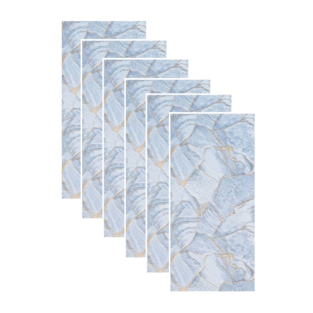 Panouri Decorative - Set 6 panouri decorative autoadezive cu folie de aluminiu, efect marmura,  suprafata acoperita 1.08 m², Naimeed D7112, 60x30 cm, Albastru