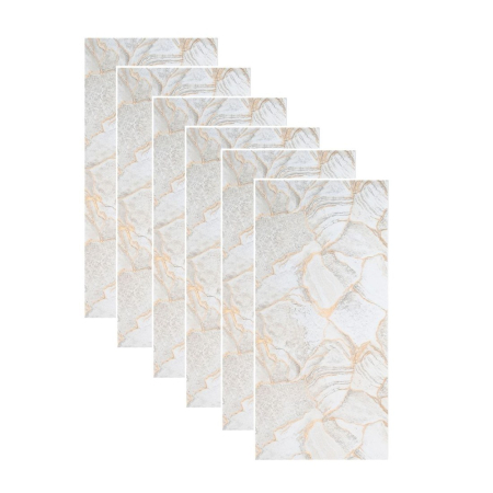 Panouri Decorative - Set 6 panouri decorative autoadezive cu folie de aluminiu, efect marmura, suprafata acoperita 1.08 m², Naimeed D7113, 60x30 cm, Alb/Gri