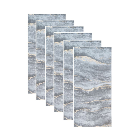 Panouri Decorative - Set 6 panouri decorative autoadezive cu folie de aluminiu, efect marmura,  suprafata acoperita 1.08 m², Naimeed D7126, 60x30 cm, Gri inchis