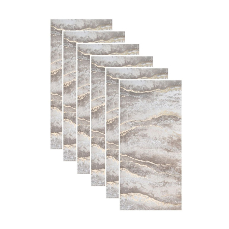 Panouri Decorative - Set 6 panouri decorative autoadezive cu folie de aluminiu, efect marmura, suprafata acoperita 1.08 m², Naimeed D7128, 60x30 cm, Maro deschis