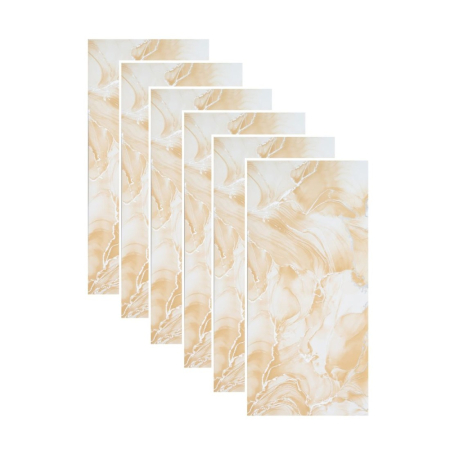 Panouri Decorative - Set 6 panouri decorative autoadezive cu folie de aluminiu, efect marmura,  suprafata acoperita 1.08 m², Naimeed D7131, 60x30 cm, Crem