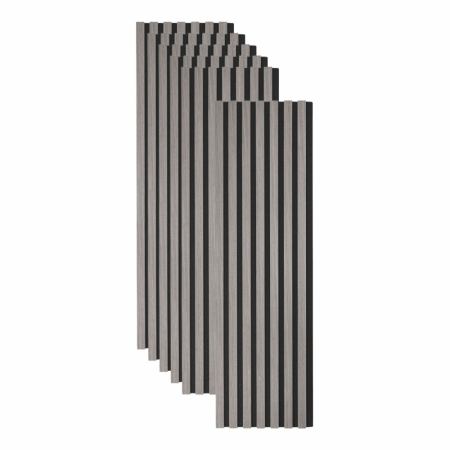 Set 6 Panouri riflaj acustic decorativ, MDF si pasla, Naimeed D7101, 270x30x1.8cm, Gri [0]