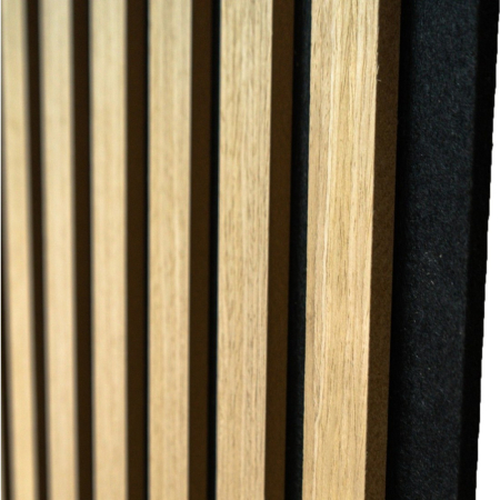 Set 6 Panouri riflaj acustic decorativ, MDF si pasla, Naimeed D7102, 270x30x1.8cm, Stejar deschis [1]