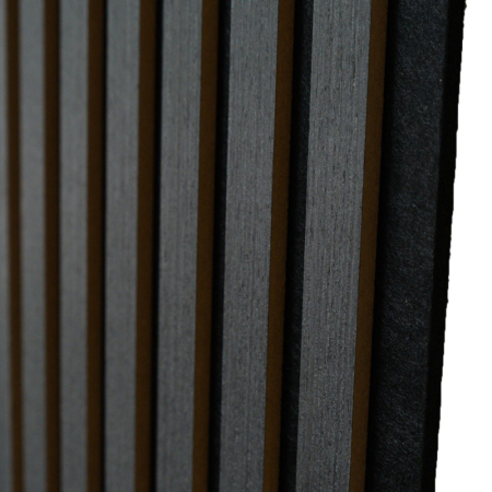 Set 6 Panouri riflaj acustic decorativ, MDF si pasla, Naimeed D7103, 270x30x1.8cm, Gri inchis [1]