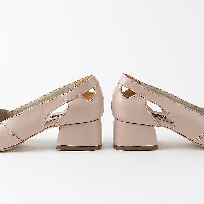 Pantofi eleganti din piele naturala perforata cu toc mediu DM 2539 [9]