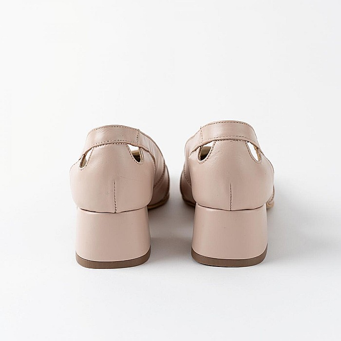 Pantofi eleganti din piele naturala perforata cu toc mediu DM 2539 [7]