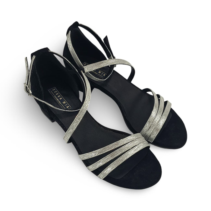 Sandale casual flat DM 2611 negru argintiu [4]