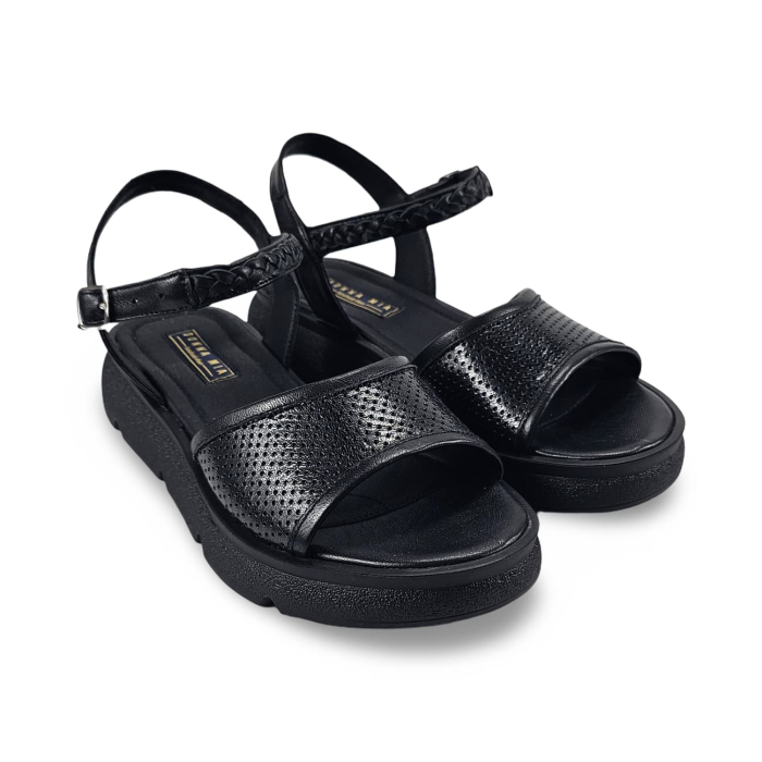 Sandale casual piele naturala neagra DM 2640 [3]