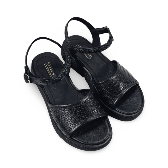 Sandale casual piele naturala neagra DM 2640 [4]
