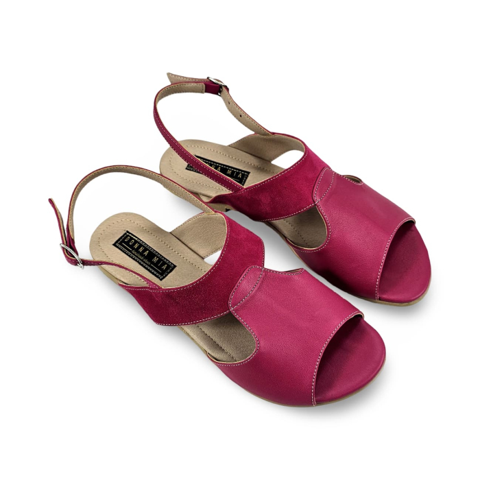 Sandale casual flat piele naturala fucsia DM 2641 [4]