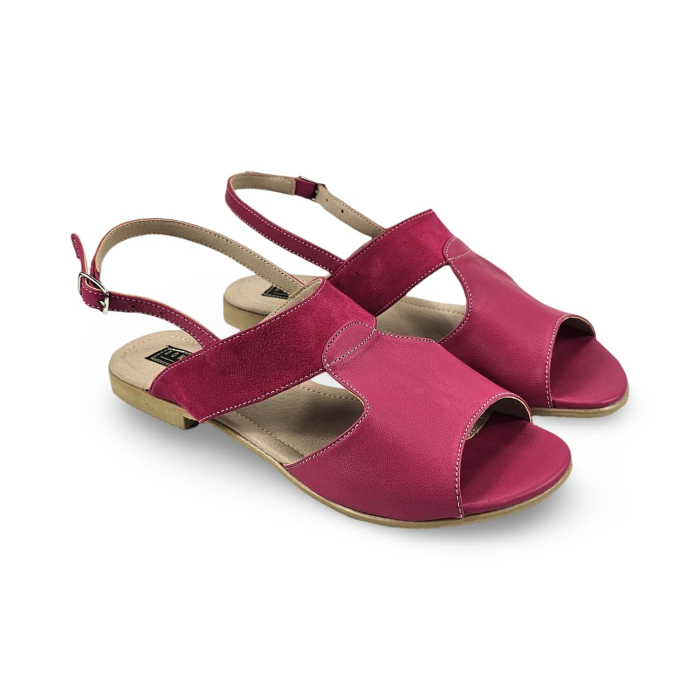 Sandale casual flat piele naturala fucsia DM 2641 [3]