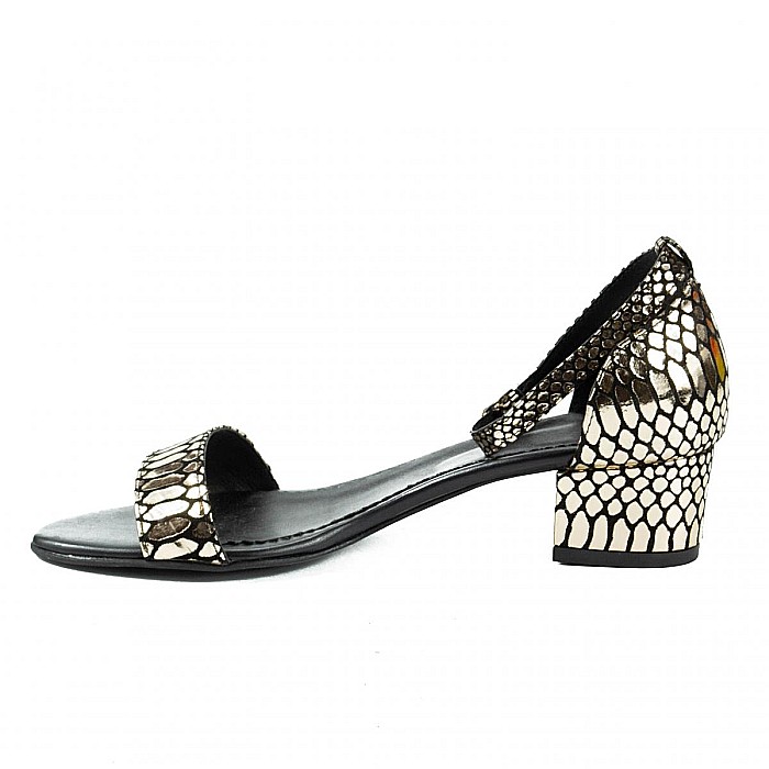 Sandale cu toc mediu si aspect metalic DM 1822 [2]