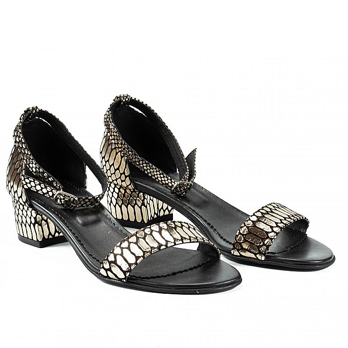 Sandale cu toc mediu si aspect metalic DM 1822 [4]