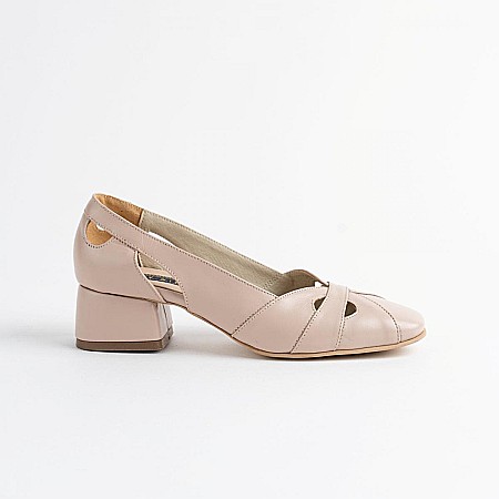 Pantofi cu toc - Pantofi eleganti din piele naturala perforata cu toc mediu DM 2539