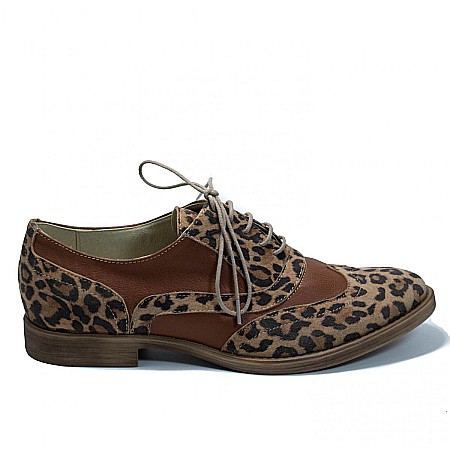Pantofi cu talpa joasa - Pantofi Oxford leopard DM1723