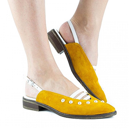 Pantofi cu talpa joasa - Pantofi slingback cu perle DM 2025