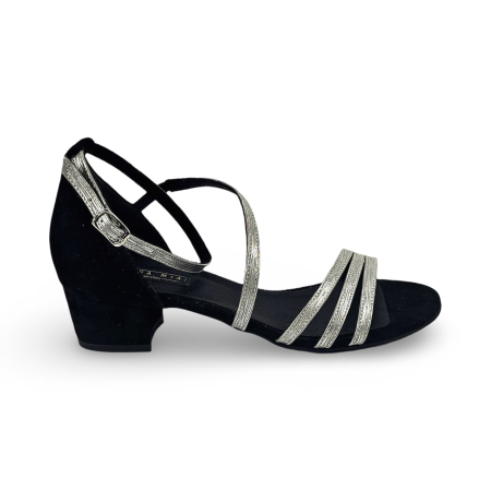 Sandale din piele - Sandale casual flat DM 2611 negru argintiu