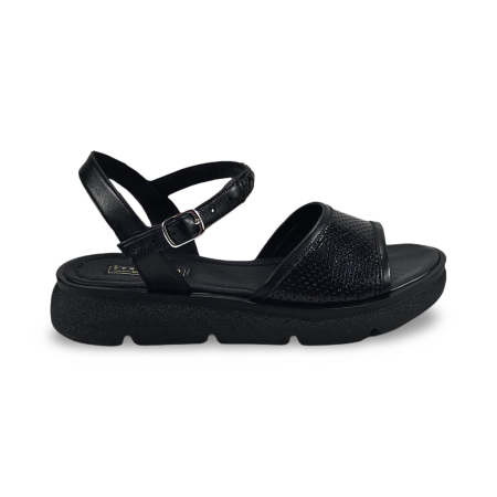 Sandale din piele - Sandale casual piele naturala neagra DM 2640