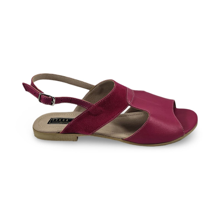 Sandale din piele - Sandale casual flat piele naturala fucsia DM 2641