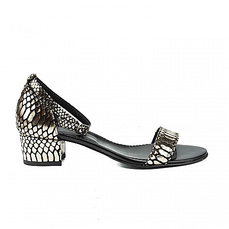 Sandale - Sandale cu toc mediu si aspect metalic DM 1822