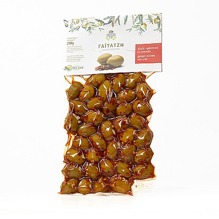Măsline - Măsline verzi cu chilli, în vid, Gaitatzi, 250 g