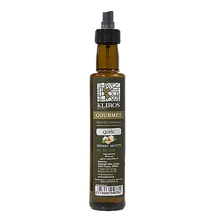 Ulei de măsline - Ulei de măsline aromatizat cu usturoi, Gourmet, Kliros, 250 ml