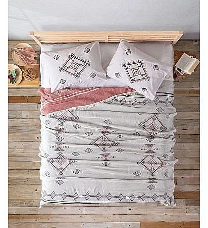 Set de pat ( cuvertura, cearsaf si 2 fete de perna) King bumbac 100% Cotton Box, Edwin Cinnamon [2]
