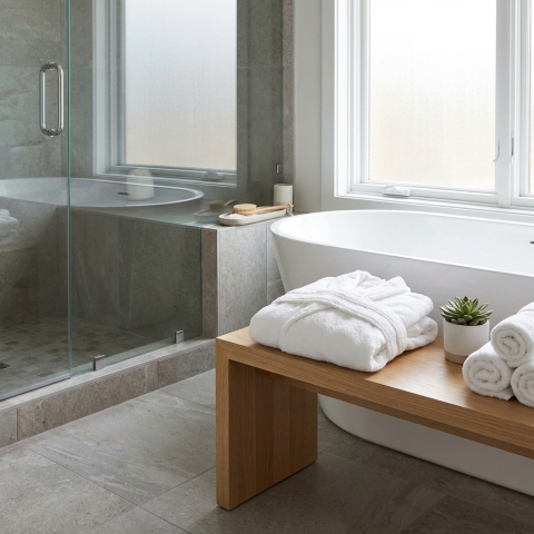 Halat de baie unisex alb din bumbac  Victoria Pearl [2]