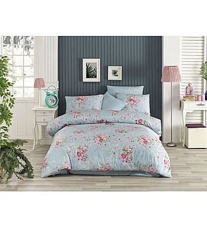 1+ 1 Gratis PROMO Lenjerii pat dublu - 1 + 1 PROMO-Lenjerie de pat dublu din bumbac ranforce Begenal Vita Mavi