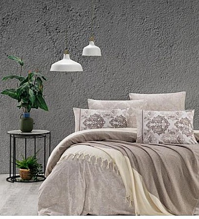 Bumbac - Set pat dublu, patura, cearsaf si 2 fete de perna Begenal, Valeria double Romano