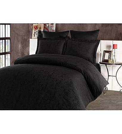 Lenjerii de pat - Lenjerie de pat dublu premium 100% Bumbac Satinat King Supreme, Saheser Nev Black