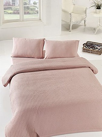 Bumbac - Cuvertura de pat dublu bumbac 100% Eponj Home Burumcuk Dusty Rose